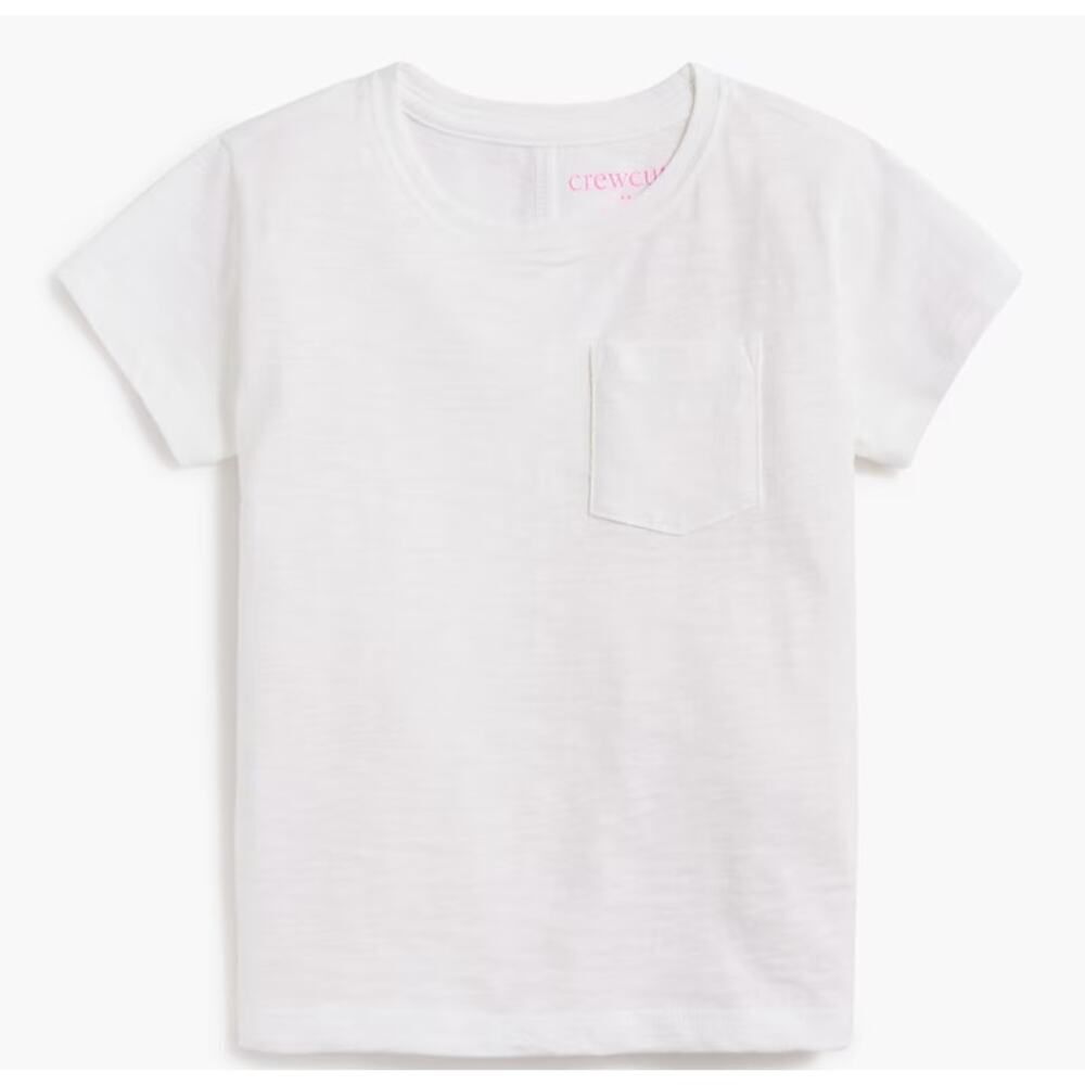 Crewcuts Short Sleeve Slub Pocket Tee Girl's Large 10-11 White NWT